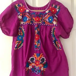 Magenta floral Mexican Top
